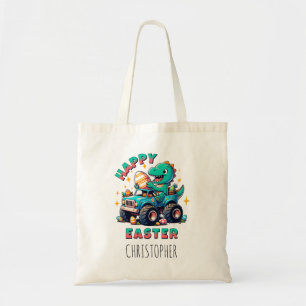 Happy Easter Kawaii Baby Dinosaur Monster Truck Tote Bag