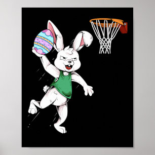 Happy Easter  Kids Boys Bunny Dunk Basketball East Poster