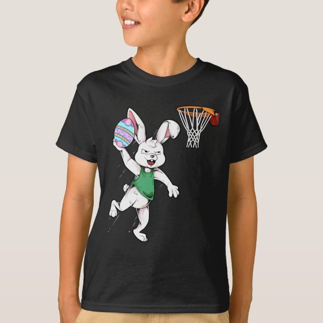 Happy Easter  Kids Boys Bunny Dunk Basketball East T-Shirt (Front)