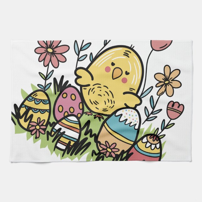 Happy Easter Kitchen Towels: Festive and Fun Desig Tea Towel (Horizontal)