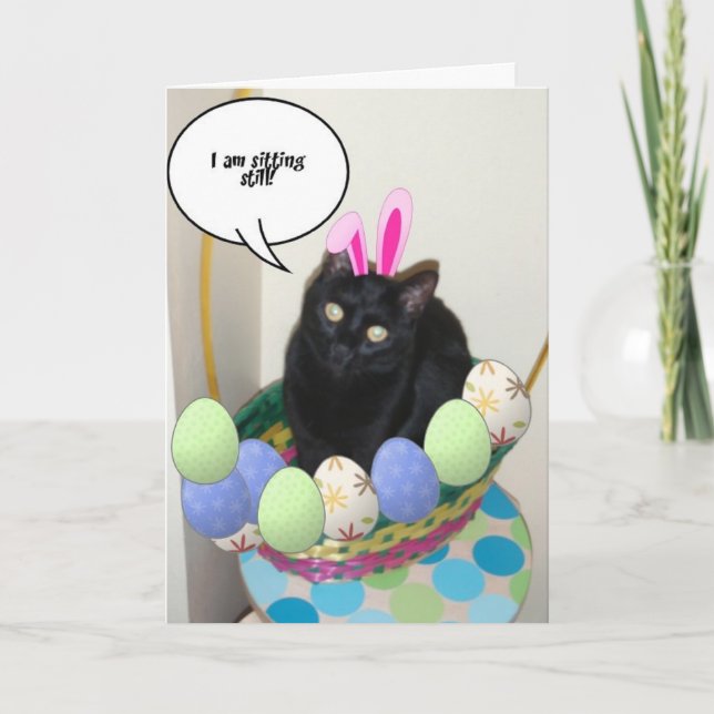 Happy Easter Kitty Humour Holiday Card (Front)