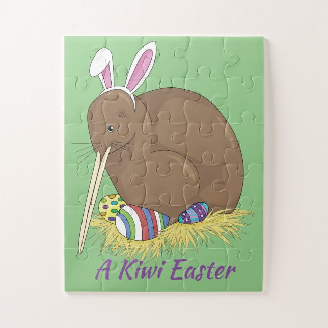Happy Easter Kiwi with Easter Eggs Jigsaw Puzzle (Vertical)
