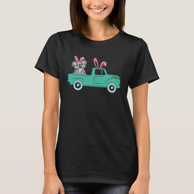 Happy Easter Koala Bunny Riding Truck Boys Toddler T-Shirt (Front)