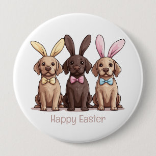 Happy Easter Labrador Retriever Dogs Bunny Ears 10 Cm Round Badge
