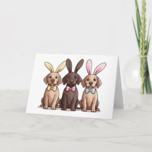Happy Easter Labrador Retriever Dogs Bunny Ears Card