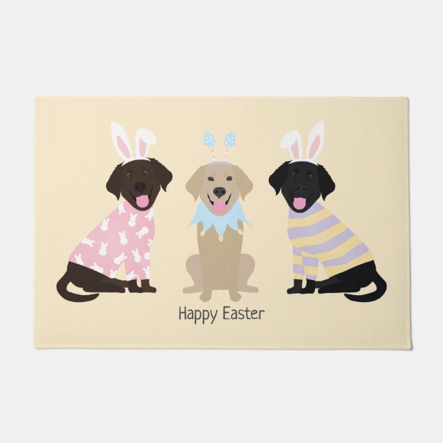 Happy Easter Labrador Retriever Dogs Doormat (Front)