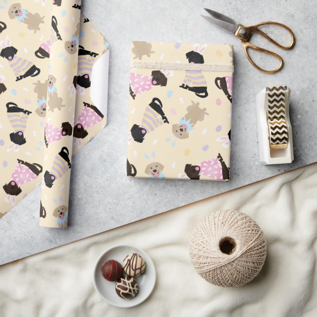 Happy Easter Labrador Retriever Dogs Wrapping Paper (Crafts)