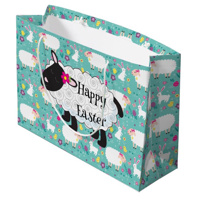 Happy Easter Lamb Large Gift Bag (Back Angled)