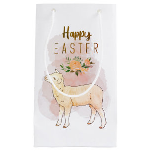 Happy Easter Lamb Pink   Small Gift Bag