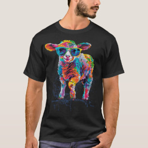 Happy Easter Lamb Sheep Artwork with Sunglasses T-Shirt