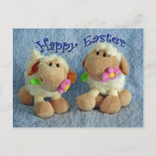 Happy Easter Lambs Holiday Postcard