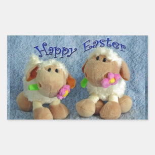Happy Easter Lambs Rectangular Sticker