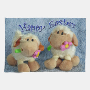 Happy Easter Lambs Tea Towel
