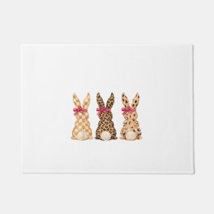 Happy Easter Leopard Bunny Coquette Bow Girl Women Doormat
