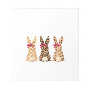Happy Easter Leopard Bunny Coquette Bow Girl Women Notepad