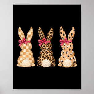 Happy Easter Leopard Bunny Coquette Bow Girl Women Poster