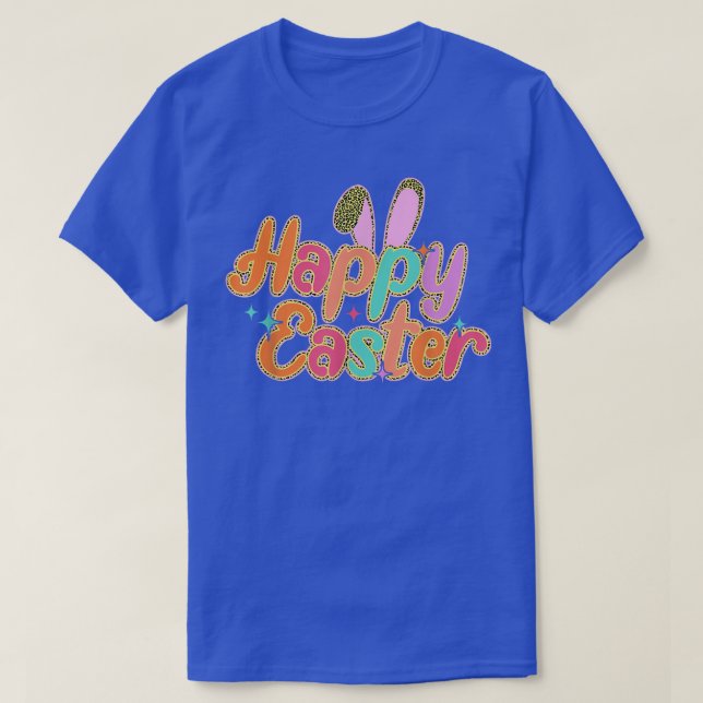 Happy Easter Leopard Easter Day Bunny Rabbit Boys  T-Shirt (Design Front)