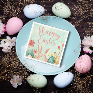 Happy Easter light green watercolor Napkin