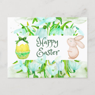 Happy Easter Lily of the Valley Flowers Postcard