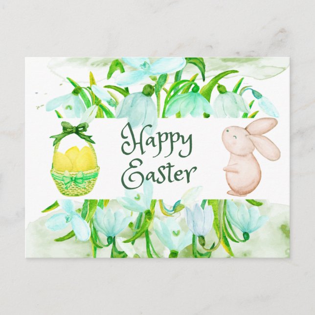 Happy Easter Lily of the Valley Flowers  Postcard (Front)