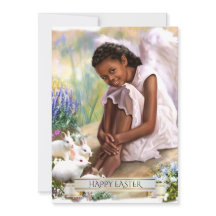 Happy Easter. Little Angel with Bunnies Flat Cards