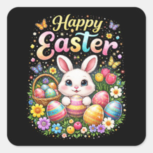 Happy Easter Little Bunny Square Sticker