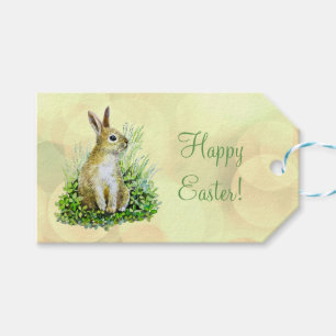 Happy Easter little bunny watercolor Gift Tags