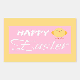 Happy Easter Little Chick Yellow Rectangular Sticker