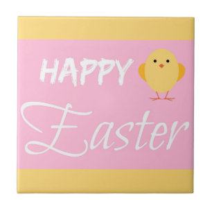 Happy Easter Little Chick Yellow Tile