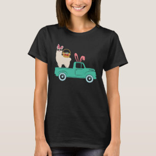 Happy Easter llama Bunny Riding Truck Boys Toddler T-Shirt