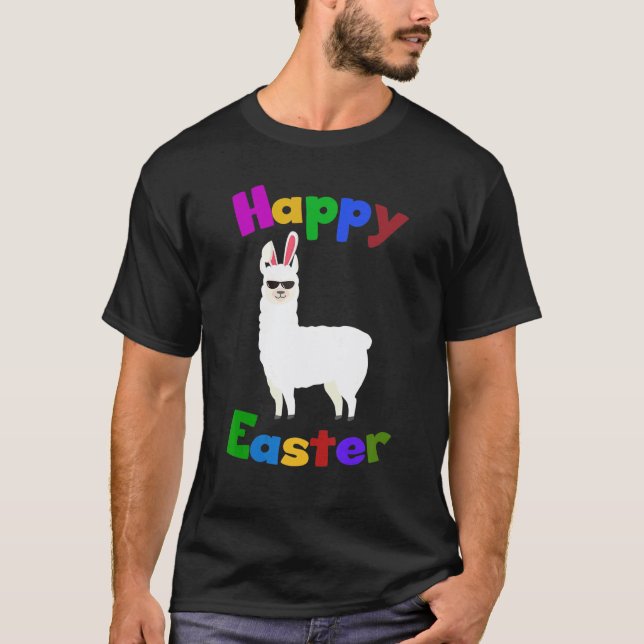 Happy Easter Llama Bunny T-Shirt (Front)