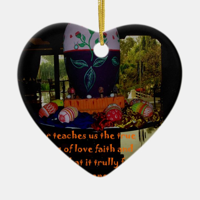 Happy Easter Love Faith and Hope Wishes Ceramic Tree Decoration (Front)