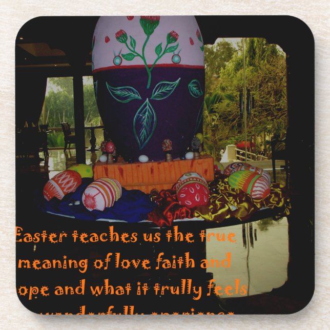 Happy Easter Love Faith and Hope Wishes Coaster (Front)