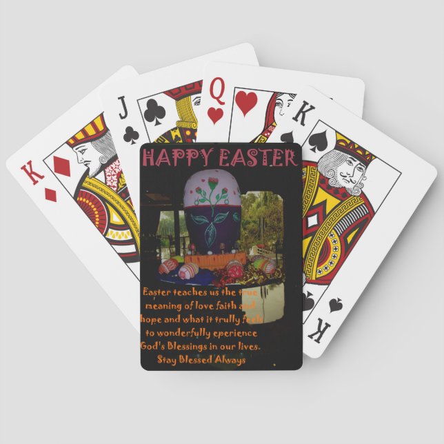 Happy Easter Love Faith and Hope Wishes Playing Cards (Back)