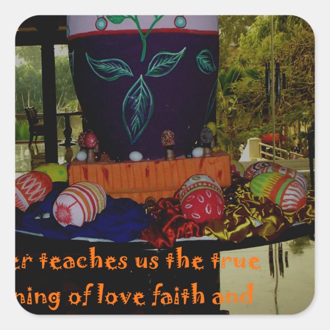 Happy Easter Love Faith and Hope Wishes Square Sticker (Front)