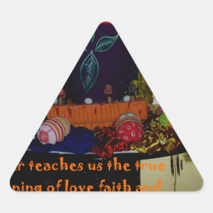 Happy Easter Love Faith and Hope Wishes Triangle Sticker