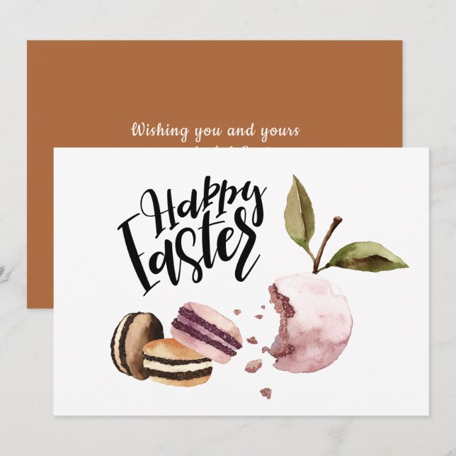 Happy Easter | Macaroons and Fruit Minimal Spring Holiday Card (Front/Back)