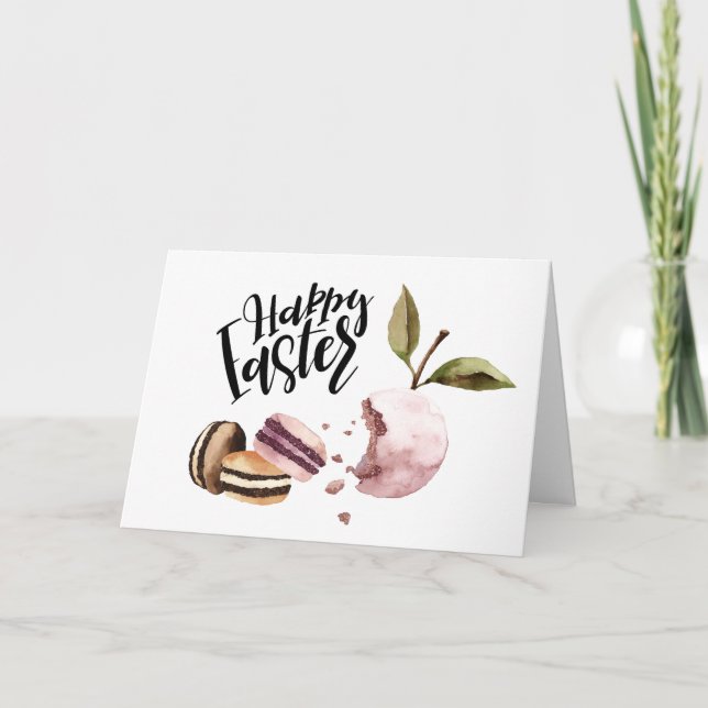 Happy Easter | Macaroons and Fruit Minimal Spring Holiday Card (Front)
