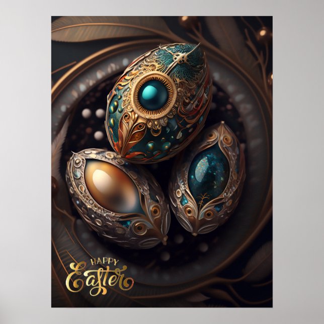 Happy Easter. Magic Easter Eggs Poster (Front)