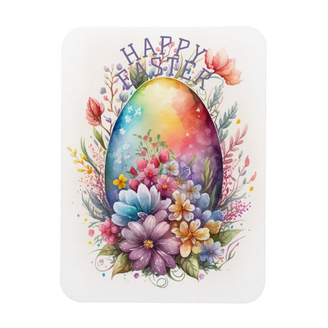 HAPPY EASTER  Magnet with Bunnies with Easter egg (Vertical)