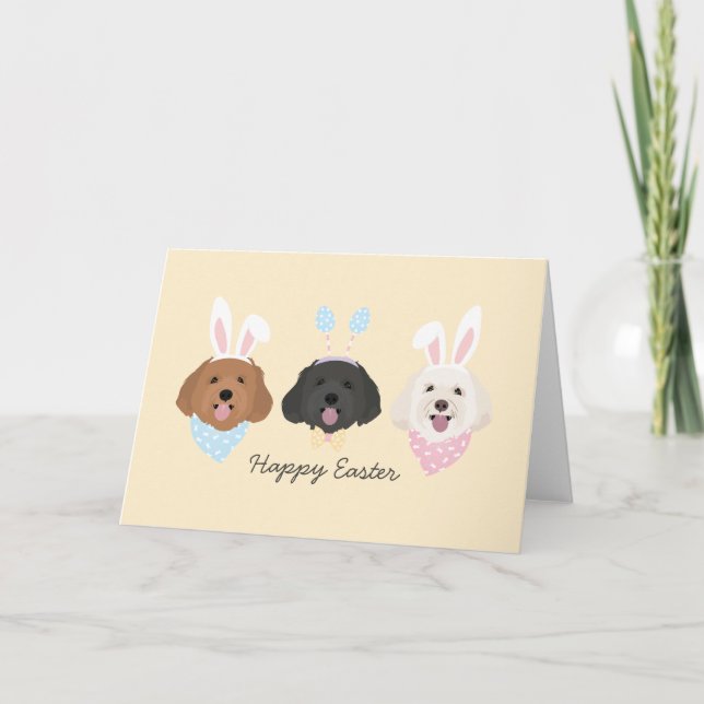 Happy Easter Maltipoo Dogs Holiday Card (Front)