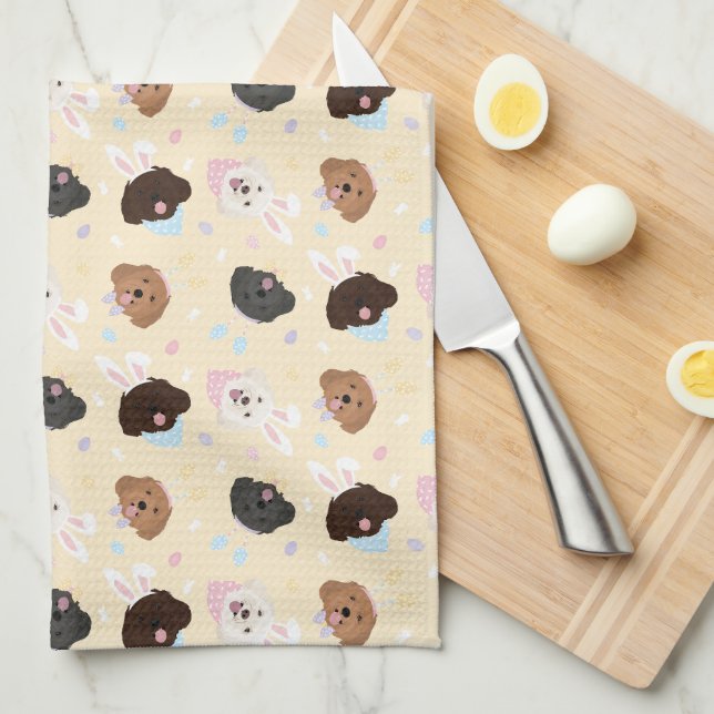 Happy Easter Maltipoo Dogs Tea Towel (Quarter Fold)