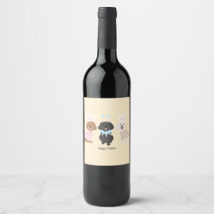 Happy Easter Maltipoo Dogs Wine Label