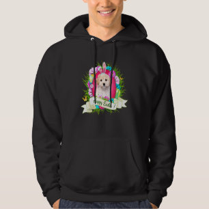 Happy Easter Maltipoo Wearing Bunny Ear Eggs Cool Hoodie
