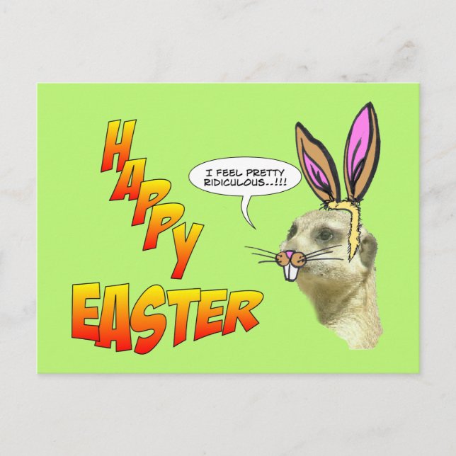 Happy Easter Meerkat Postcard Customisable (Front)