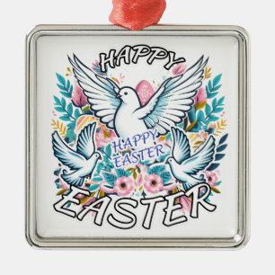 Happy Easter Metal Tree Decoration