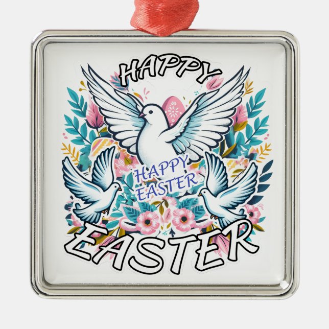 Happy Easter Metal Tree Decoration (Front)