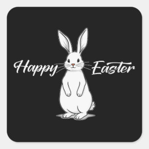 Happy Easter – Minimal Bunny - Autocolante Square Sticker