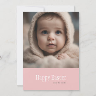 Happy Easter Minimalist Pink Photo Holiday Card