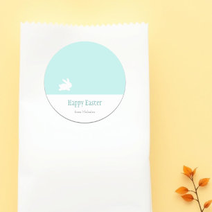 Happy Easter Minimalist Rabbit Personalised Classic Round Sticker